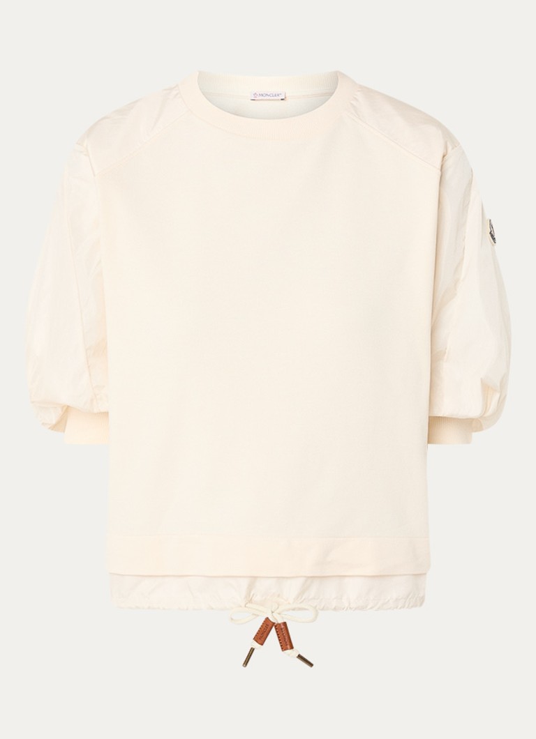 Moncler Dames T-shirt met trekkoord en pofmouw in de kleur Creme, maat: L