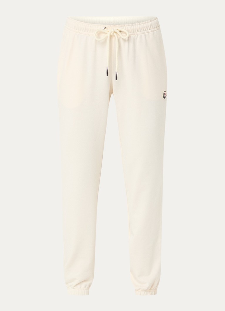 Moncler Dames High waist tapered fit joggingbroek met logo in de kleur Creme, maat: M
