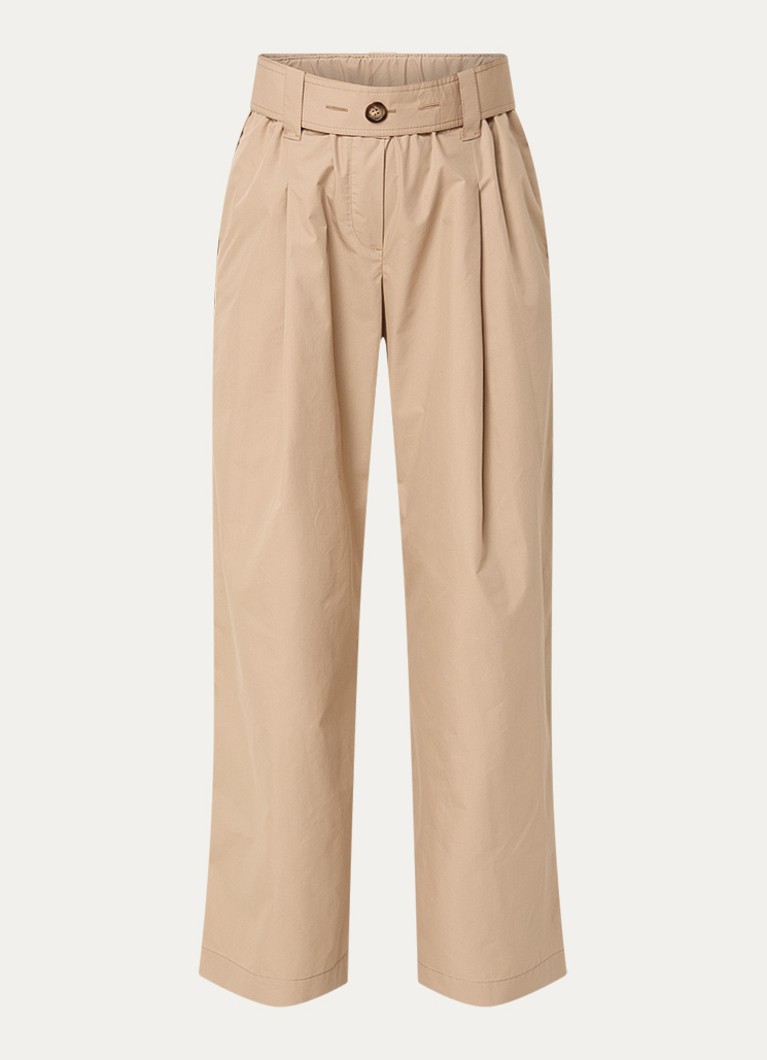 Moncler Dames High waist loose fit chino met ceintuur in de kleur Camel, maat: S