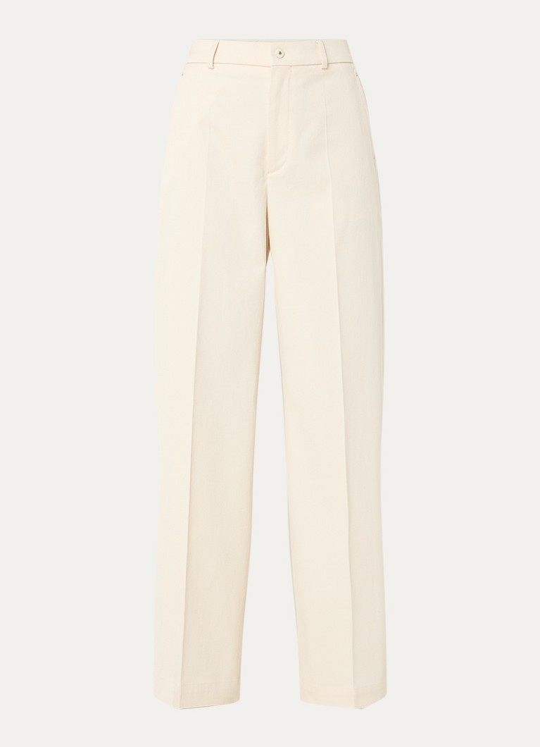 Moncler Dames High waist straight fit pantalon met steekzakken in de kleur Beige, maat: L