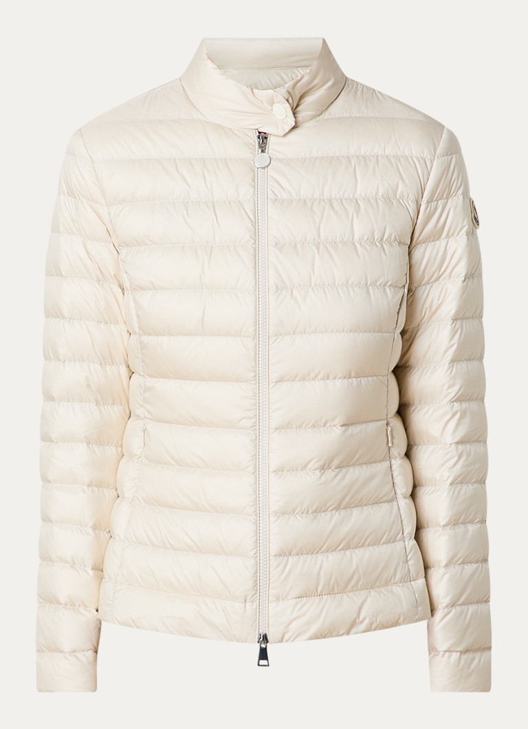 Moncler Dames Igelle gewatteerde jas met donsvulling en logo in de kleur Gebroken wit, maat: L