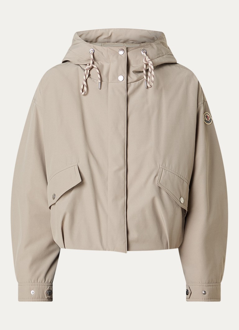 Moncler Dames Eucalyptus cropped gewatteerd jack met donsvulling en capuchon in de kleur Beige, maat: 40