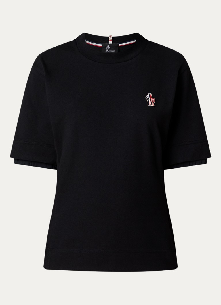 Moncler Dames T-shirt met logoborduring in de kleur Zwart, maat: M