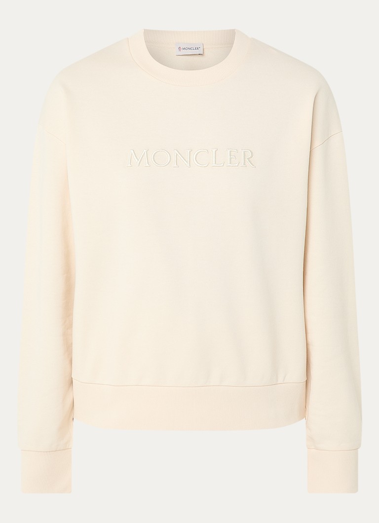 Moncler Dames Sweater met logoborduring in de kleur Beige, maat: L