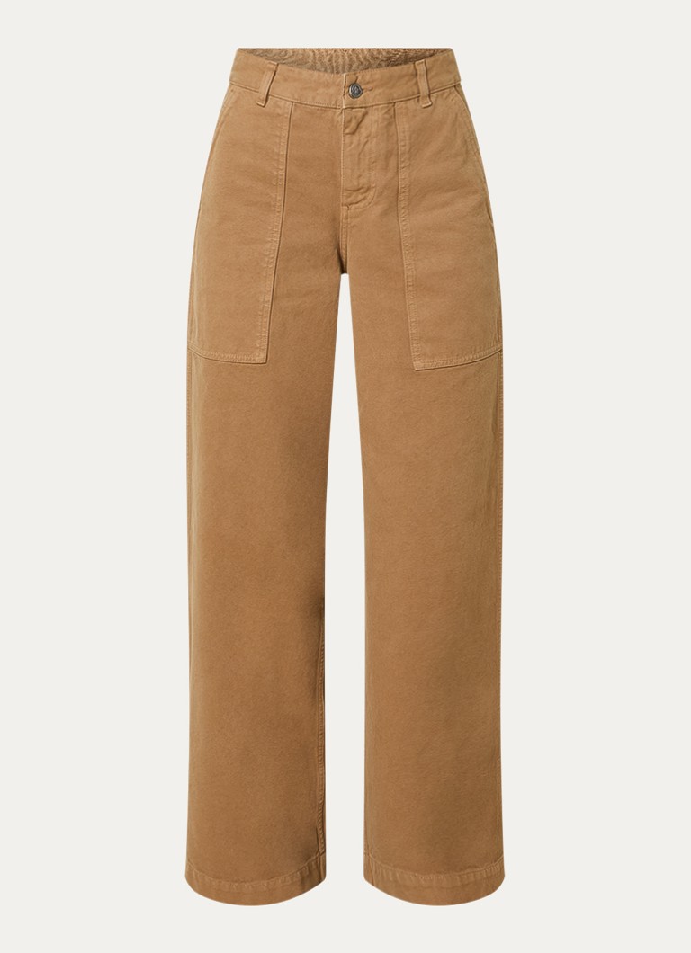 Moncler Dames High waist wide fit broek met steekzakken in de kleur Bruin, maat: 40