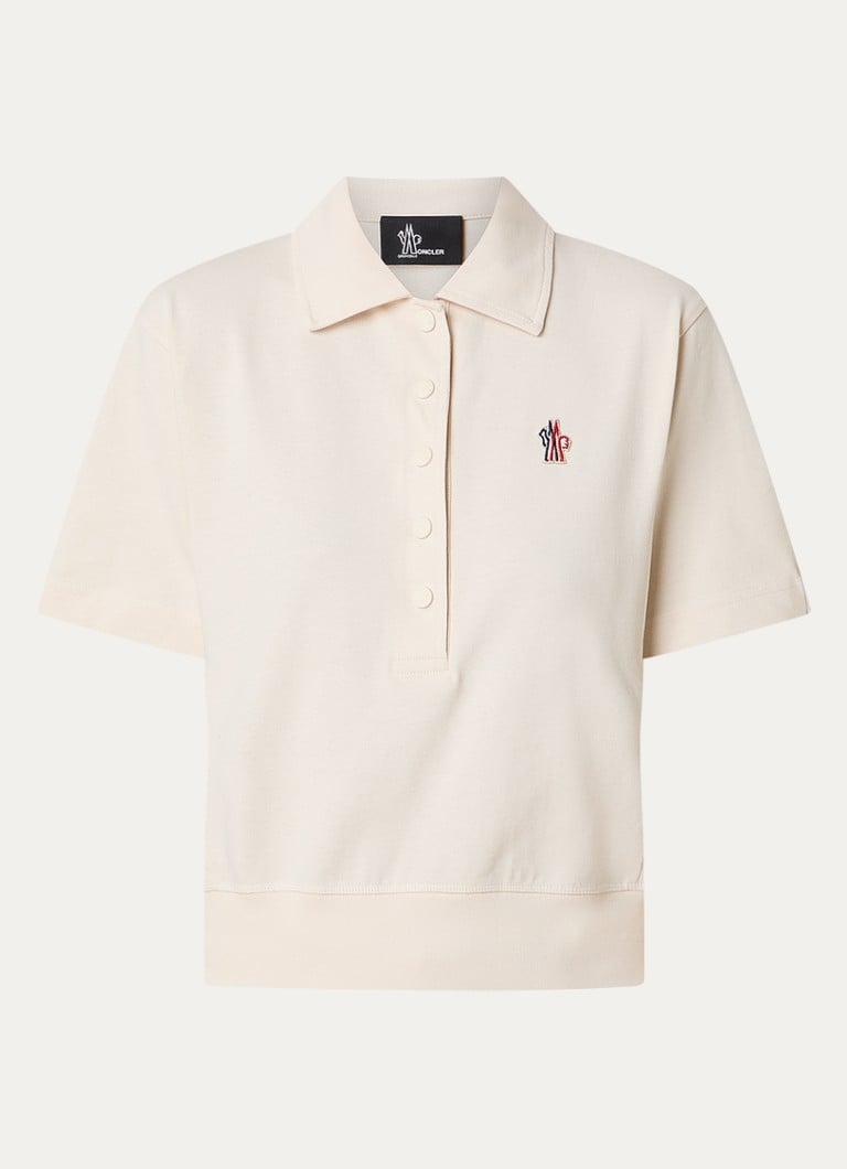 Moncler Dames Regular fit polo met logo in de kleur Creme, maat: M