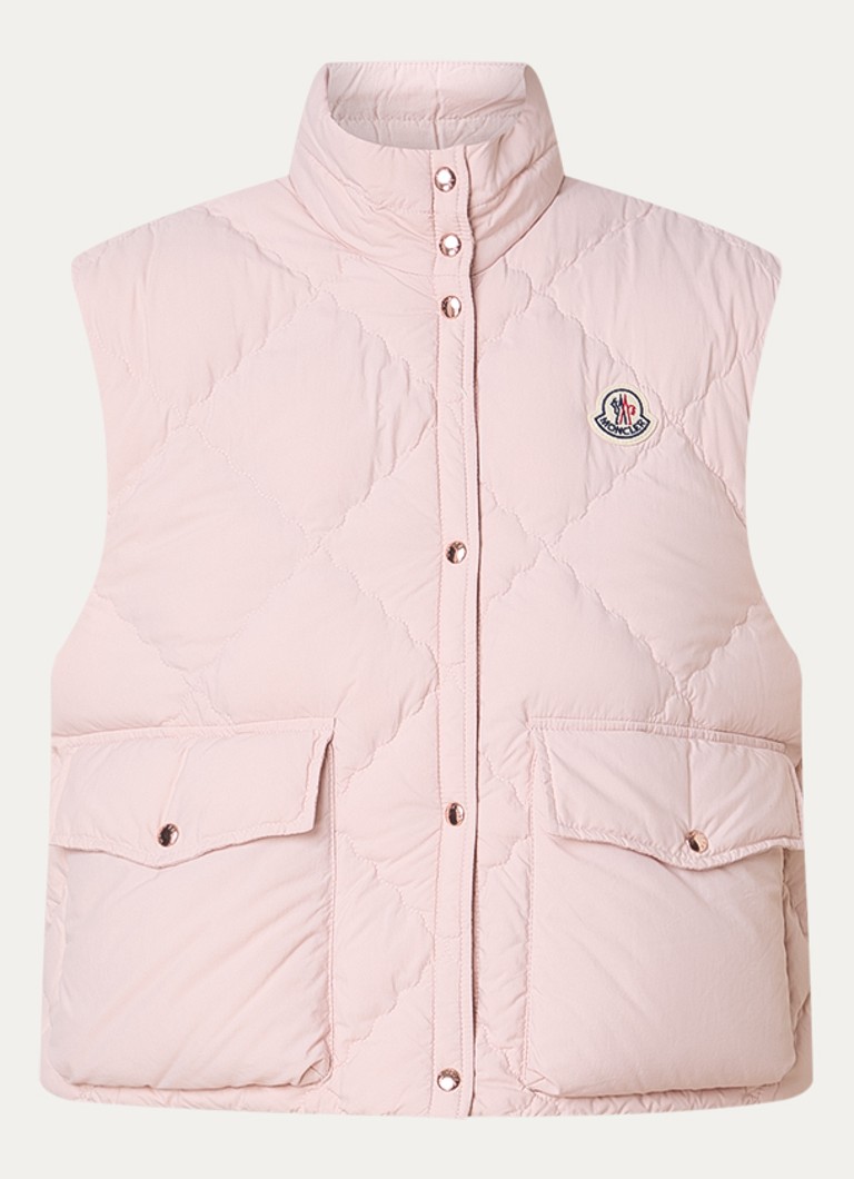 Moncler Dames Biosis gewatteerde bodywarmer met donsvulling in de kleur Lichtroze, maat: 42