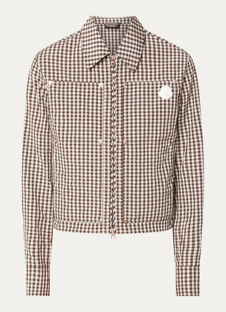 Moncler Dames Blouse met ruitdessin en steekzakken in de kleur Bruin, maat: 42