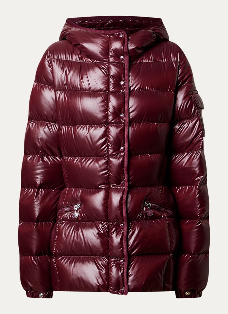 Moncler Dames Barante gewatteerd jack met donsvulling en capuchon in de kleur Bordeauxrood, maat: S
