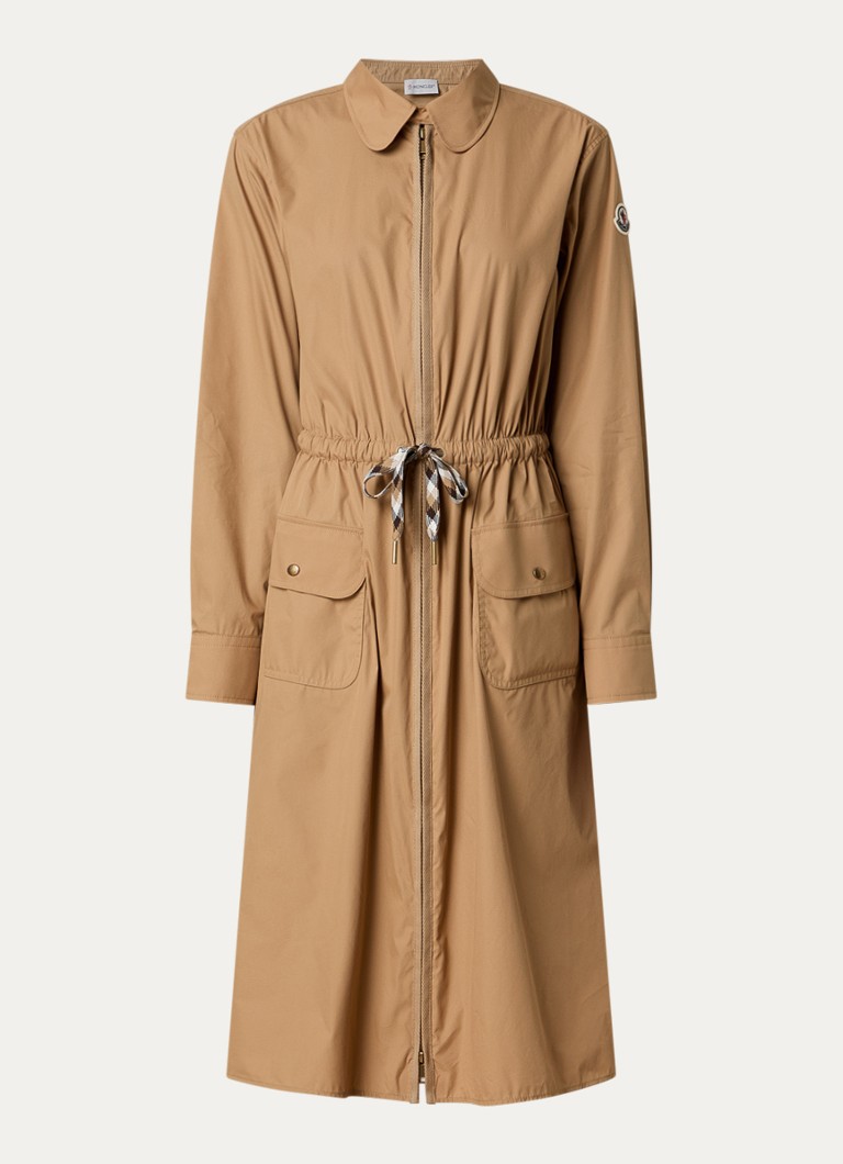 Moncler Dames Maxi blousejurk met klepzakken in de kleur Camel, maat: 40