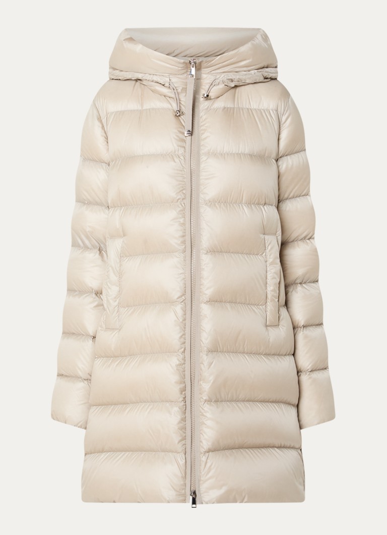 Moncler Dames Suyenne longline pufferjas met donsvulling in de kleur Beige, maat: L