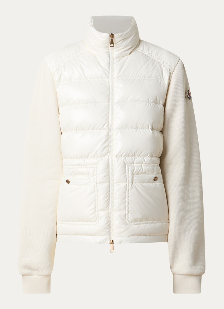 Moncler Dames Sweatvest met gewatteerd voorpand in de kleur Gebroken wit, maat: L