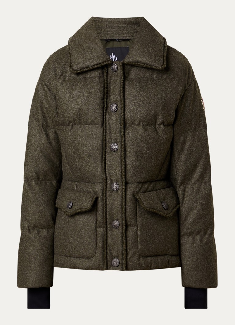 Moncler Dames Monteain gewatteerde jas met opgestikte zakken in de kleur Donkergroen, maat: S
