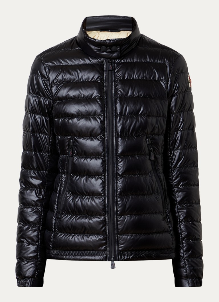 Moncler Dames Walibi gewatteerd jack met logo en steekzakken in de kleur Zwart, maat: M