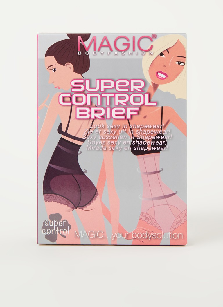 MAGIC Bodyfashion Dames Super Control high waisted corrigerende slip met kant in de kleur Creme, maat: M