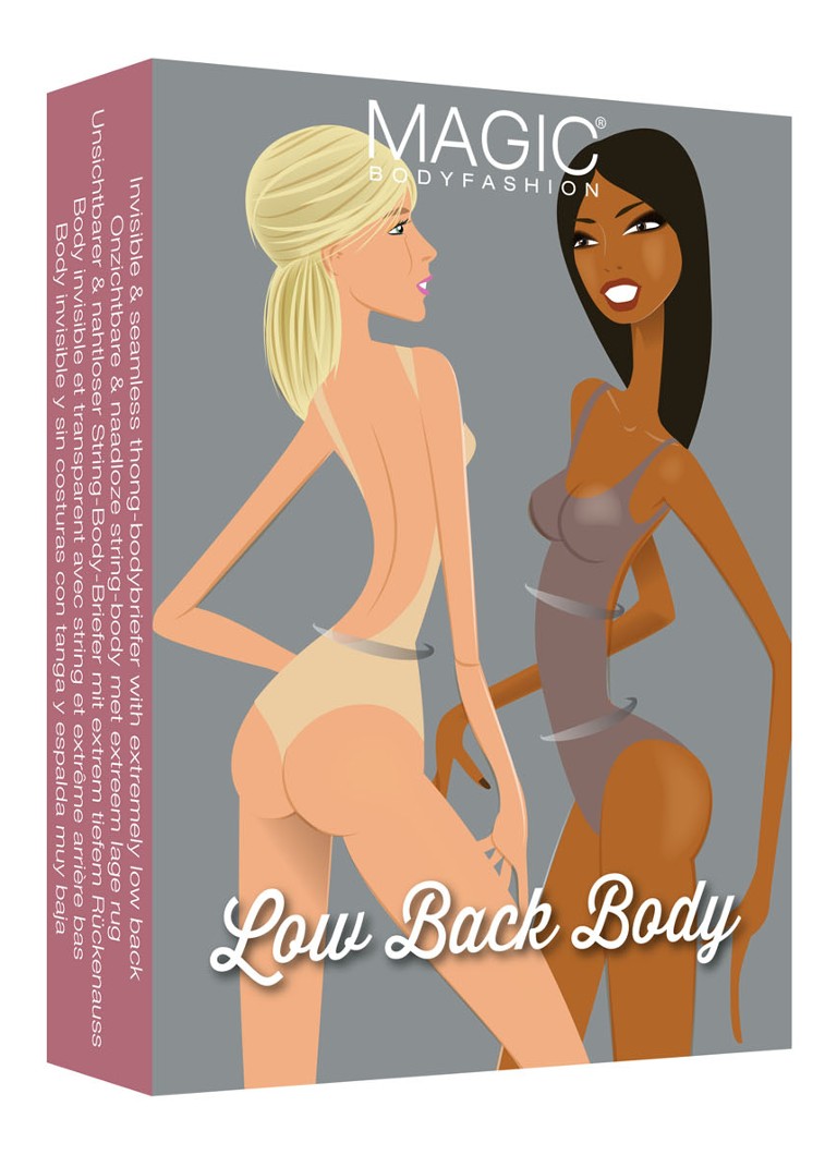 MAGIC Bodyfashion Dames Low back corrigerende string body in de kleur Zwart, maat: XL