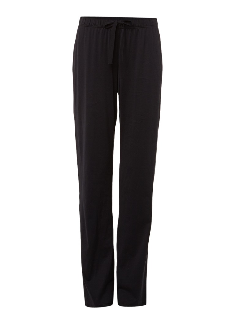 Hanro Dames Pyjamabroek van katoen met trekkoord in de kleur Zwart, maat: S