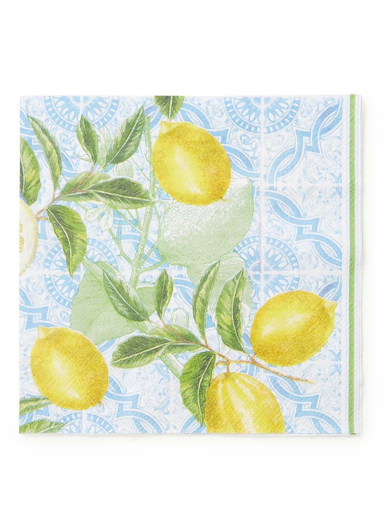 Ihr Ideal Home Citrus Limon servetten 33 x 33 cm Lichtblauw - Deal