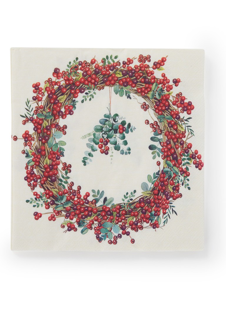 Ihr Ideal Home Berry Wreath servetten 33 x 33 cm Rood - Deal