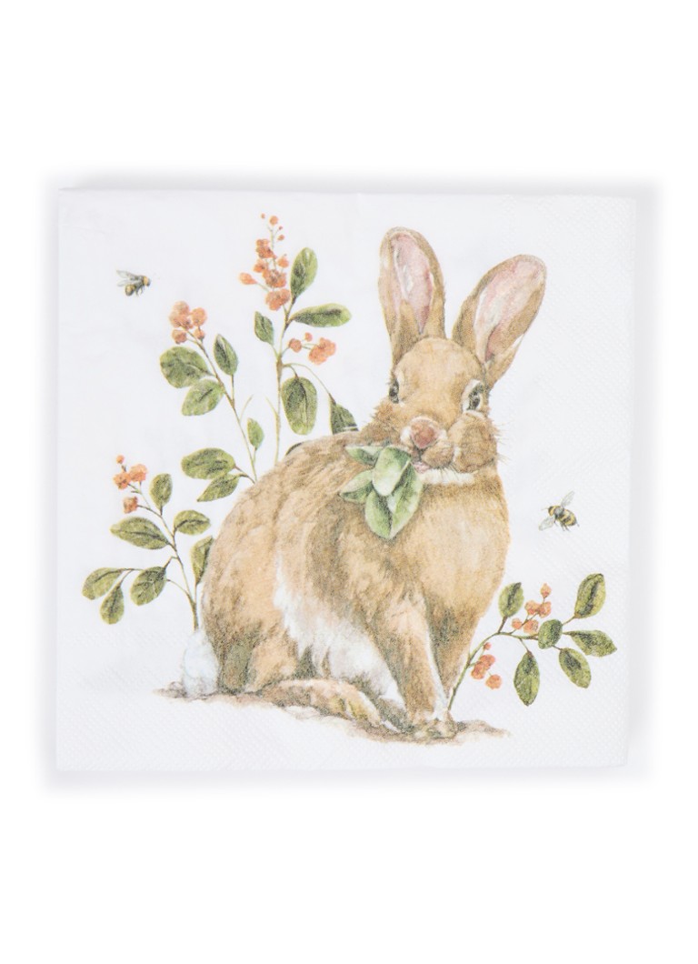 Ihr Ideal Home Garden Bunny servetten 33 x 33 cm Wit - Deal