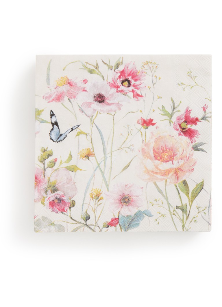 Ihr Ideal Home Living Wildflowers servetten 25 x 25 cm Lichtroze - Deal