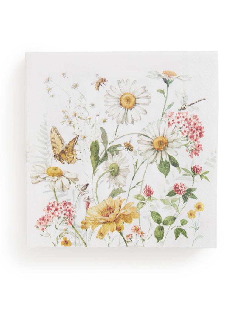 Ihr Ideal Home Wildflower and Butterfly servetten 25 x 25 cm Multicolor - Deal