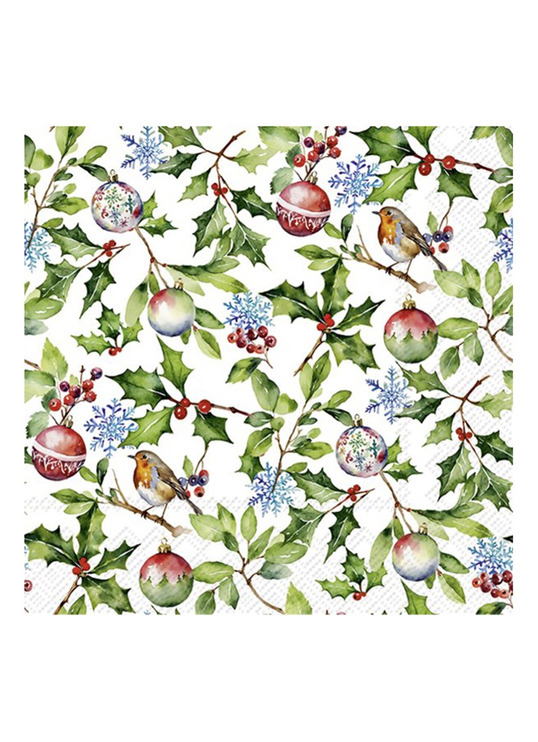 Ihr Ideal Home Christmas Holly servetten 33 x 33 cm Groen - Deal