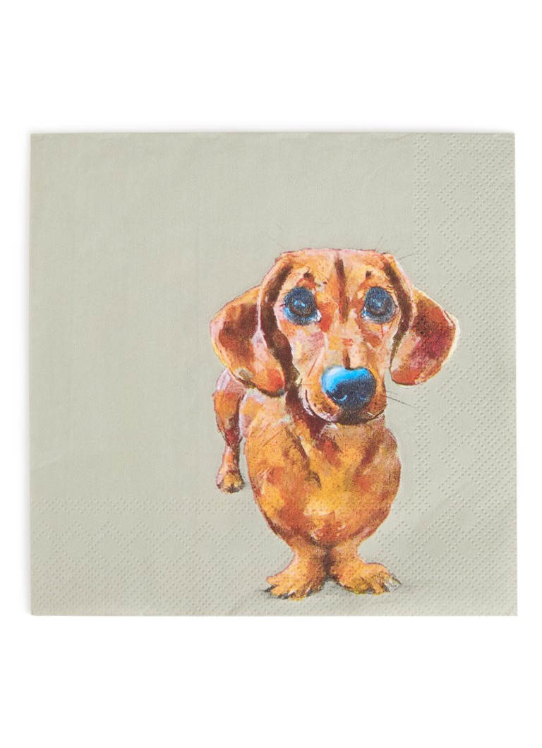 Ihr Ideal Home Dog Buddy servet 33 x 33 cm set van 20 Olijfgroen - Deal
