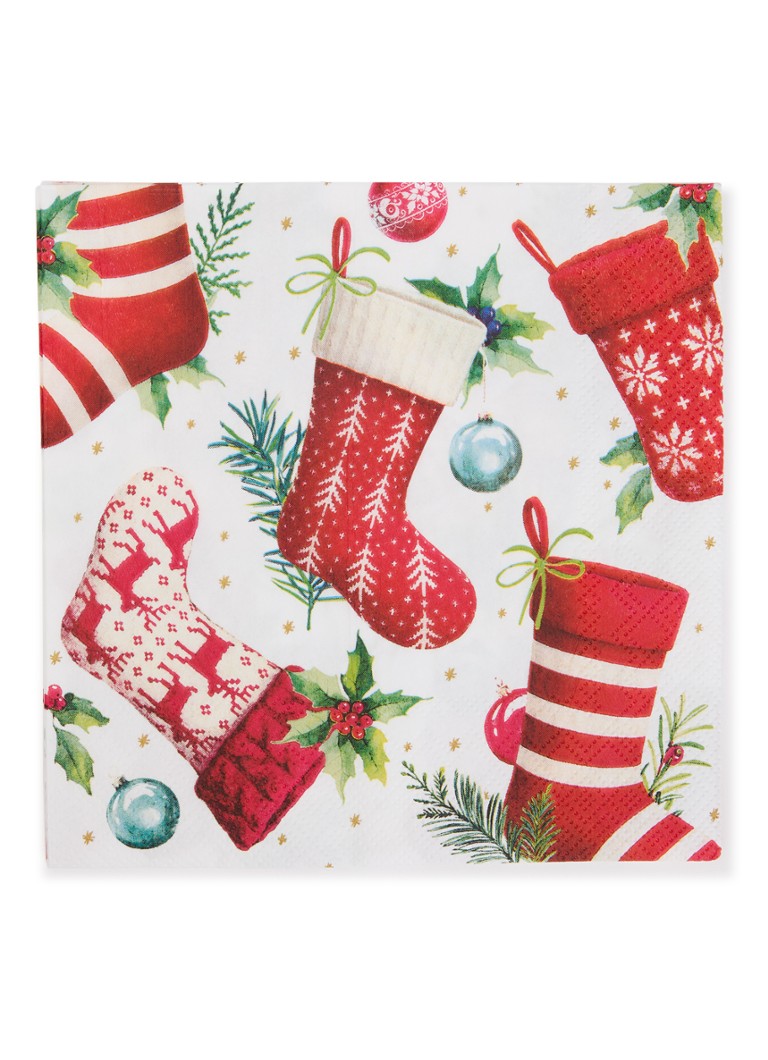 Ihr Ideal Home Christmas Stockings servetten 33 x 33 cm Wit - Deal