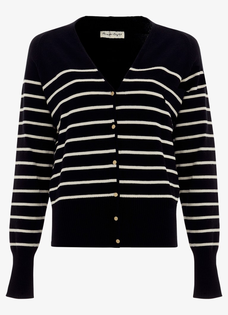 Phase Eight Dames Nina fijngebreid vest met streepprint in de kleur Zwart