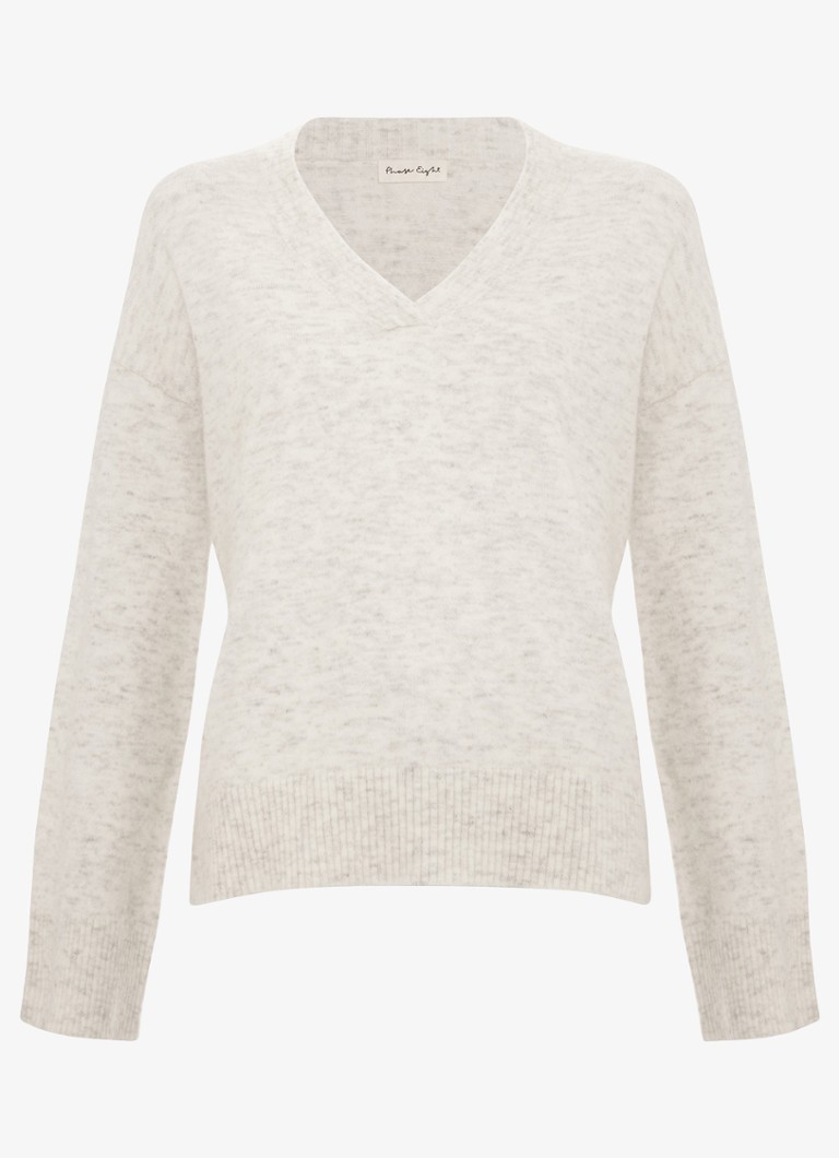 Phase Eight Dames Olivia fijngebreide trui in alpaca wolblend in de kleur Lichtgrijs