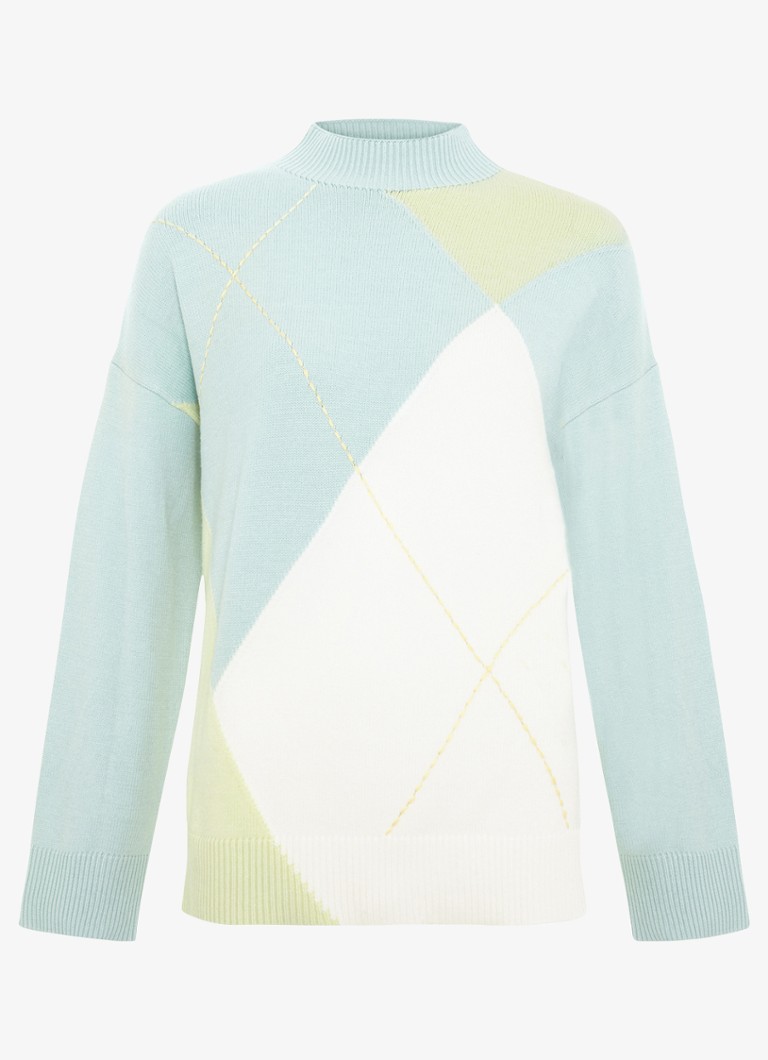 Phase Eight Dames Darla fijngebreide trui met colour blocking in de kleur Lichtblauw