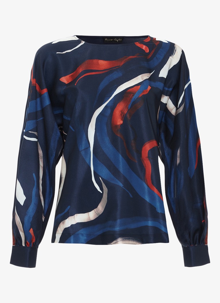 Phase Eight Dames Alora top met print in de kleur Donkerblauw