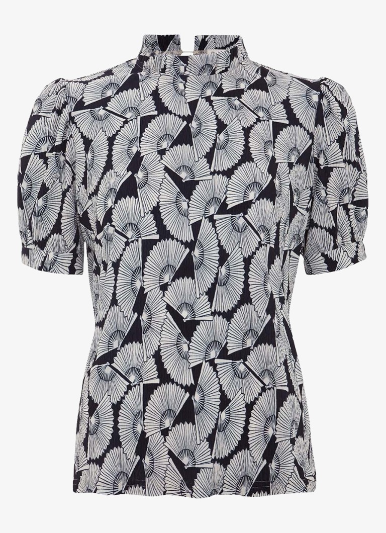 Phase Eight Dames Samiha top met print en structuur in de kleur Blauw