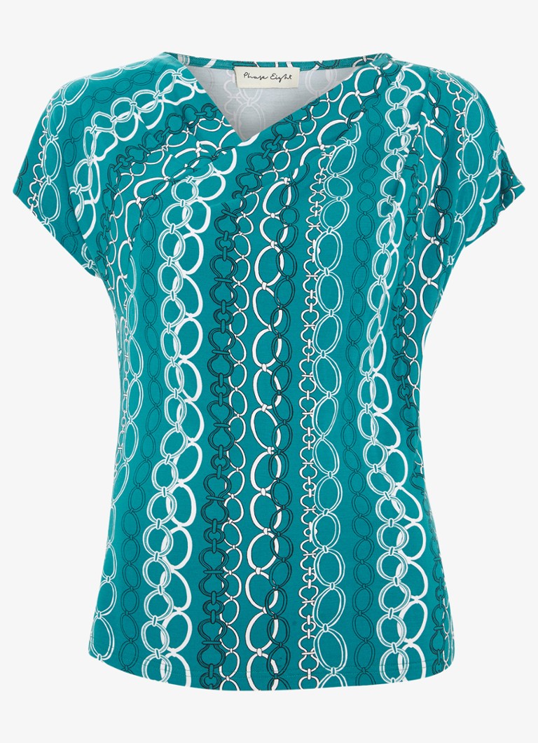 Phase Eight Dames Kiara top met print in de kleur Zeegroen