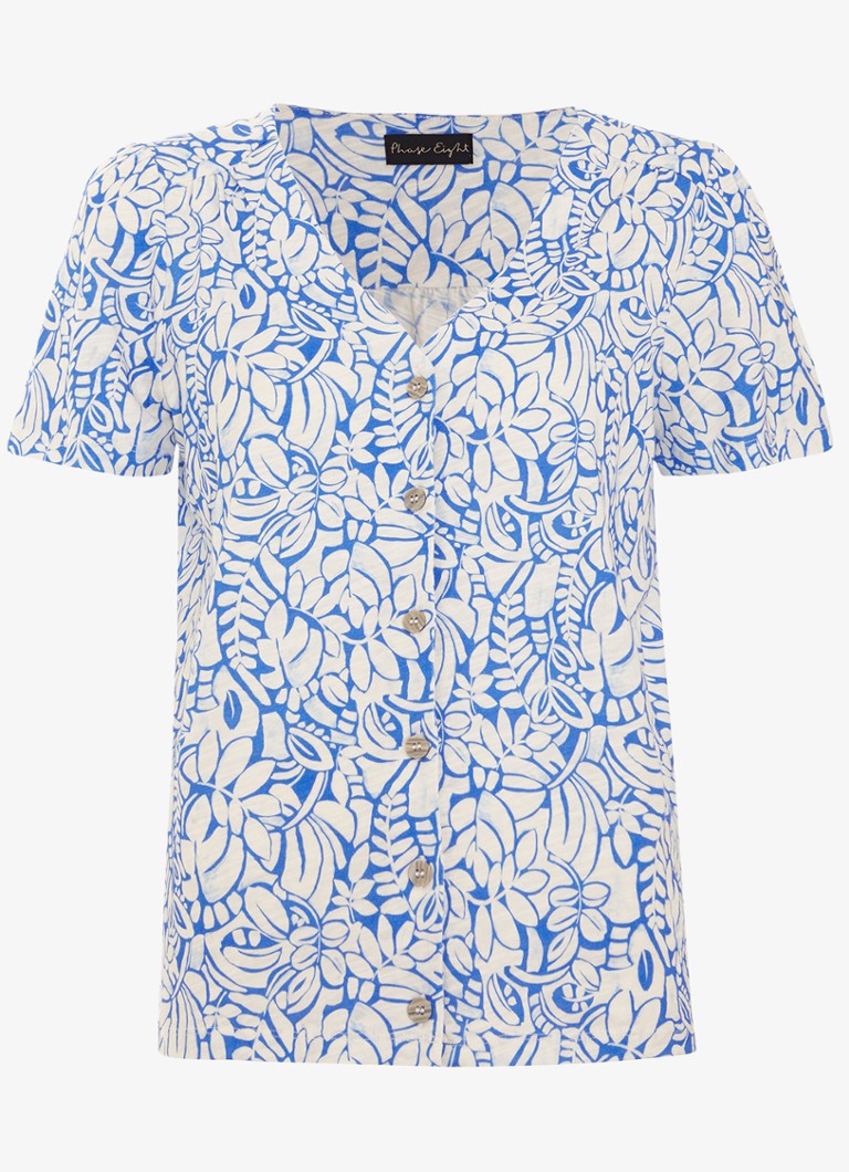 Phase Eight Dames Lorenna top met bloemenprint in de kleur Blauw