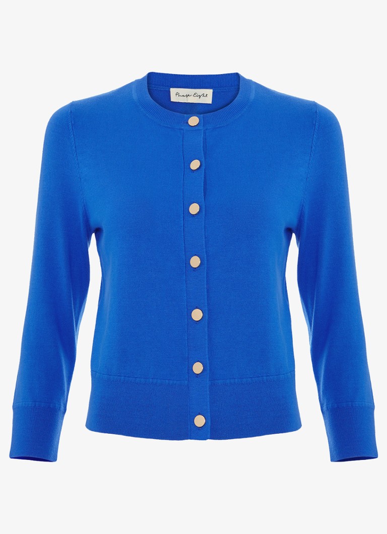 Phase Eight Dames Robin fijngebreid vest met ronde hals in de kleur Blauw