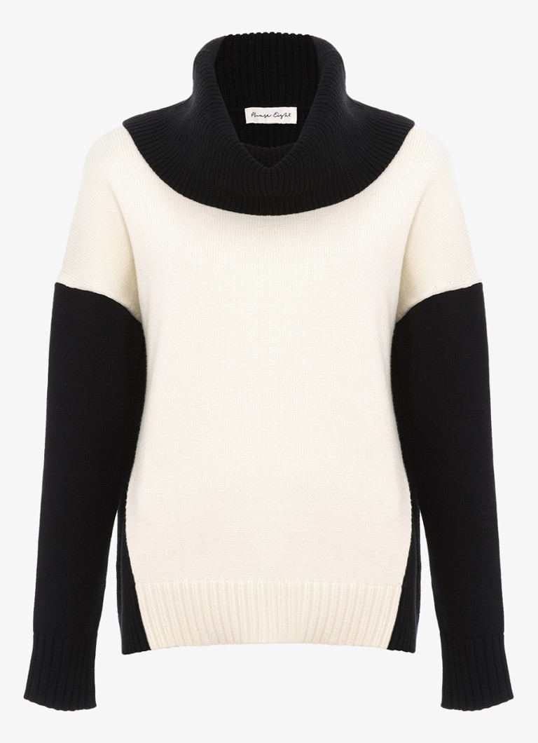Phase Eight Dames Dara ribgebreide trui met col in de kleur Zwart