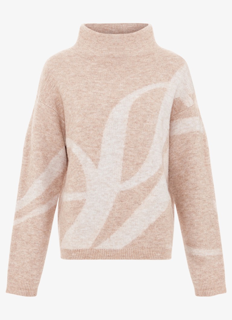 Phase Eight Dames Stephanie grofgebreide trui in wolblend met col in de kleur Beige