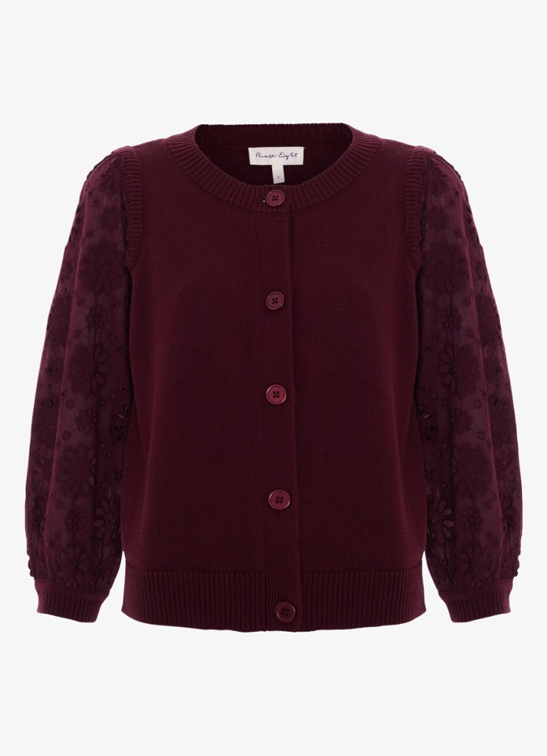 Phase Eight Dames Blythe fijngebreid vest met broderie in de kleur Bourgogne