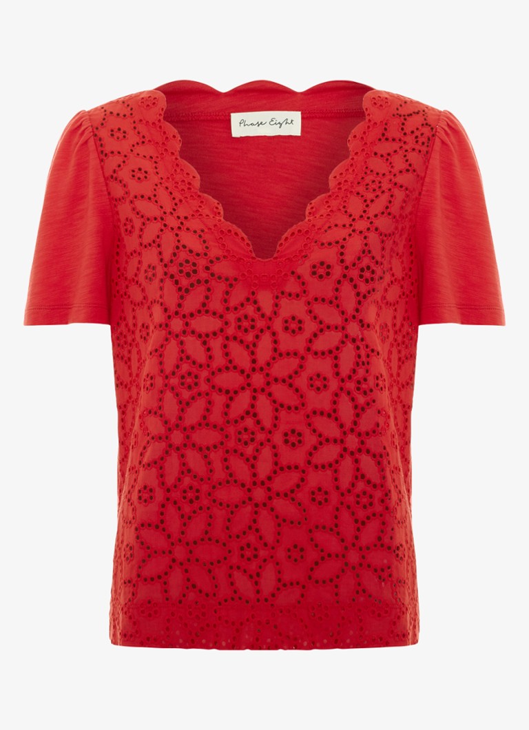 Phase Eight Dames Freya tuniek met borduring in de kleur Oranjerood