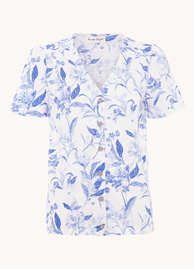 Phase Eight Dames Lorenna blouse met bloemenprint in de kleur Blauw