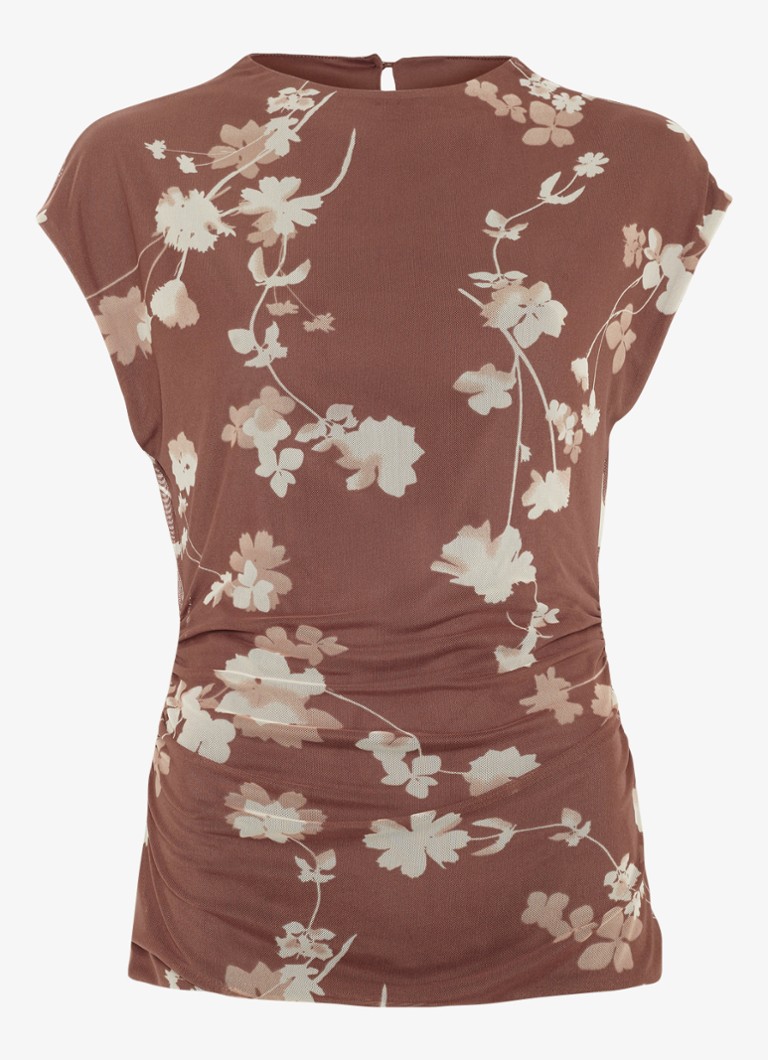 Phase Eight Dames Kezia top van mesh met bloemenprint in de kleur Bruin