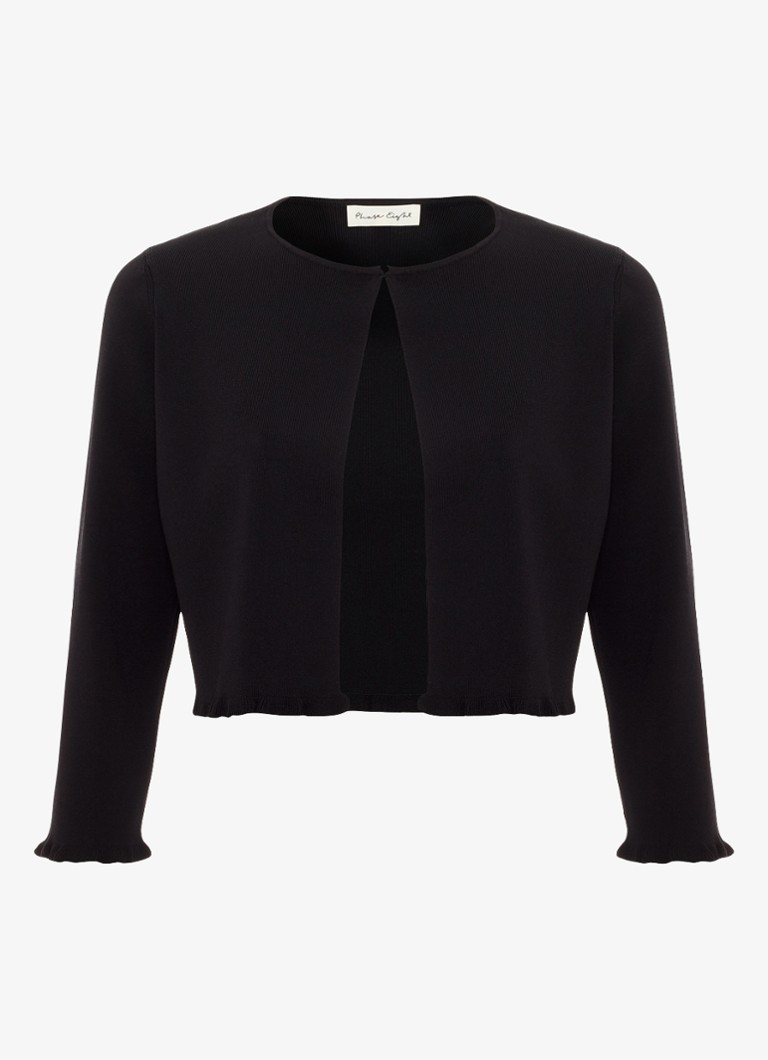Phase Eight Dames Mimi fijngebreid cropped vest met ruches in de kleur Zwart