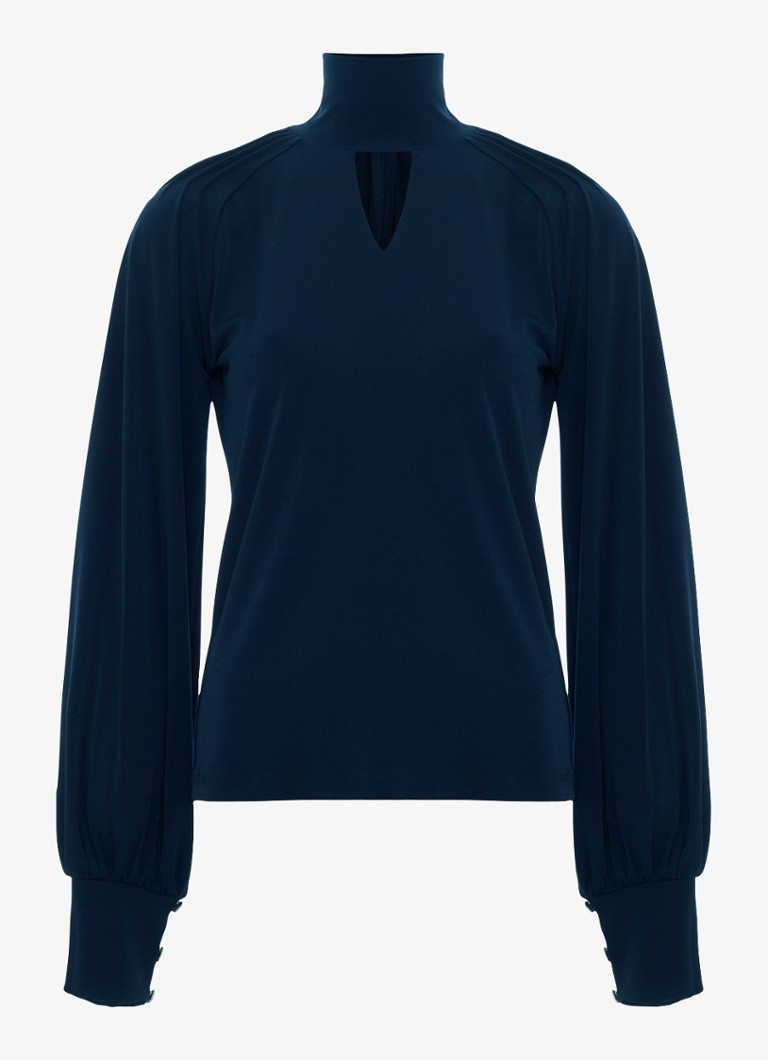 Phase Eight Dames Ilaria top met pofmouwen en keyhole in de kleur Blauw