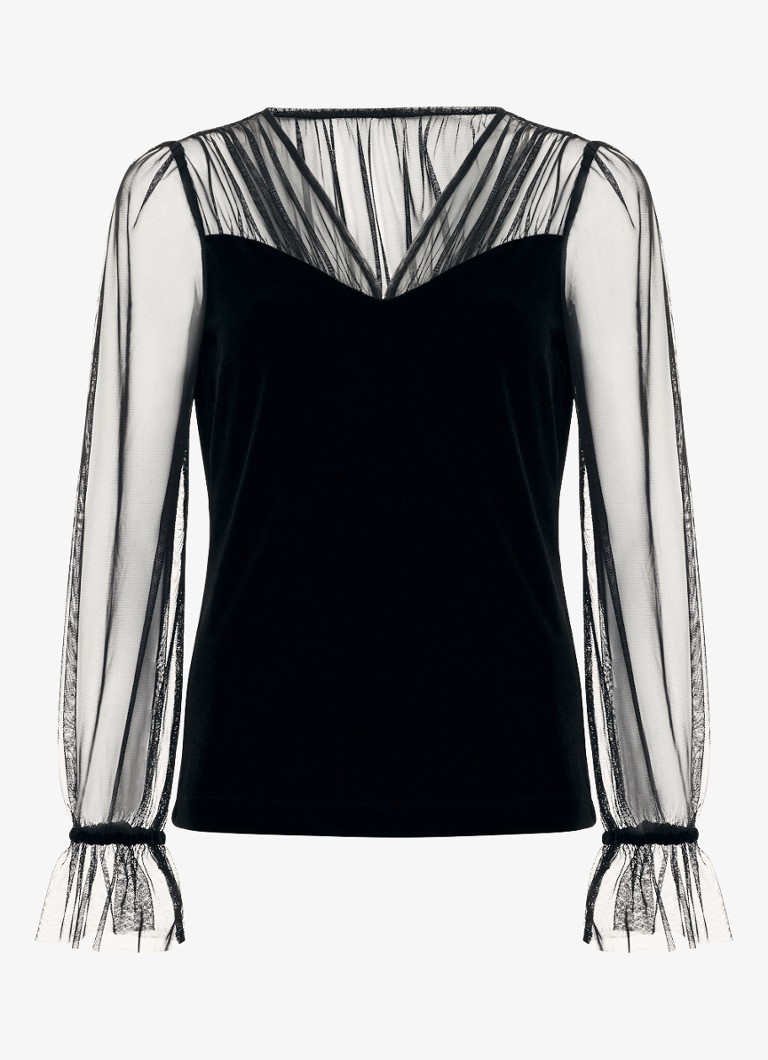 Phase Eight Dames Cindy top met details van mesh in de kleur Zwart