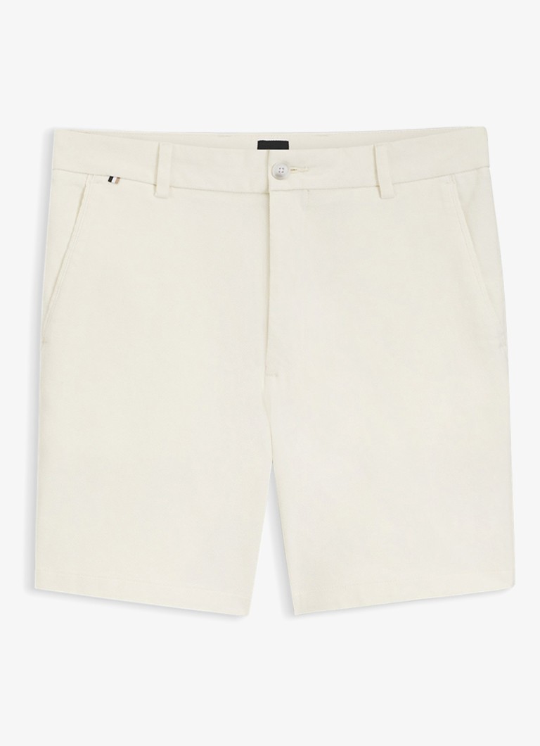 BOSS Heren Korte chino in katoenblend in de kleur Wit