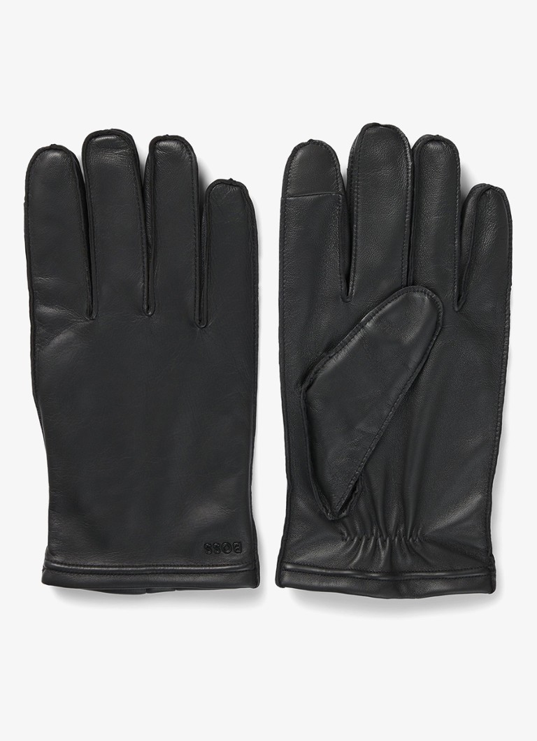 BOSS Heren Kranton handschoenen van lamsleer in de kleur Zwart