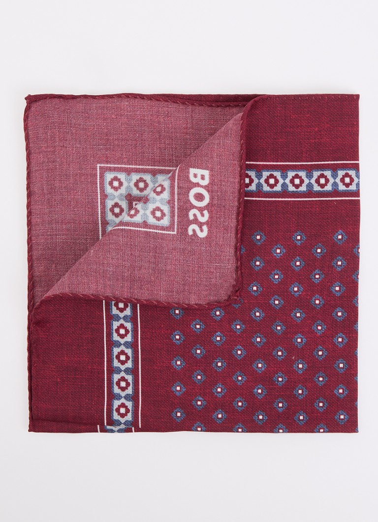 BOSS Heren C-Pocket sjaal met print 32 x 32 cm in de kleur Aubergine