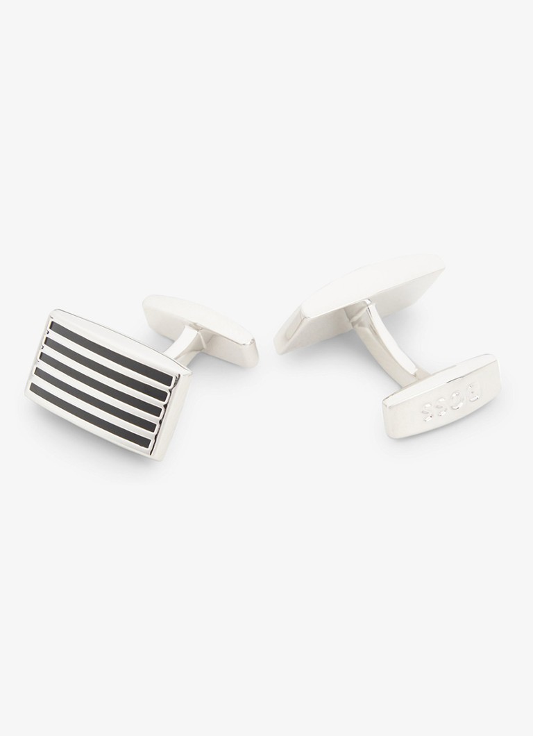 BOSS Heren Manchetknopen met logo in de kleur Zilver